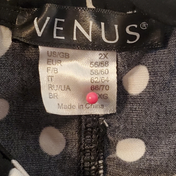 VENUS 2X PolkaDot Ruffle Trim Silky Ruched Tank - Picture 2 of 7